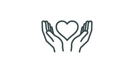Fototapeta premium care heart hands love support simple line art graphic illustrating empathy and protection ideal for health and charity concepts