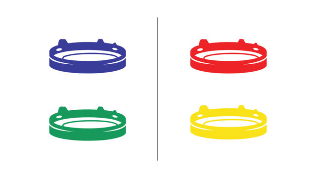 Four colorfully distinct ring-shaped objects displayed in a two-by-two grid layout.