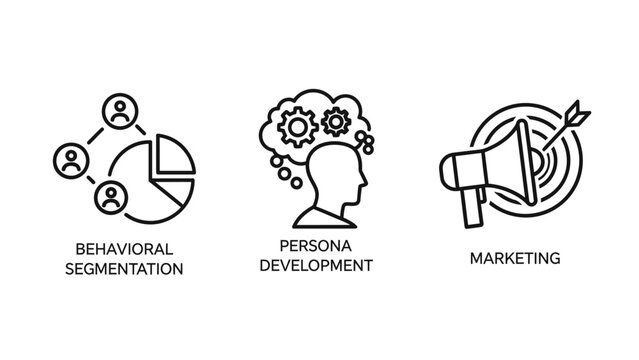 Marketing and consumer behavioral analysis concept icons