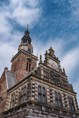 Fototapeta premium Exterior view of the Cheese Museum in Alkmaar's historic old town