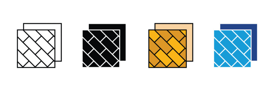 Parquet flooring tiles and material samples icon vector. Interior floor design, home renovation surface, and construction texture symbol. Vector Illustration.