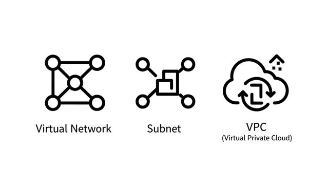 Network architecture and cloud infrastructure icons