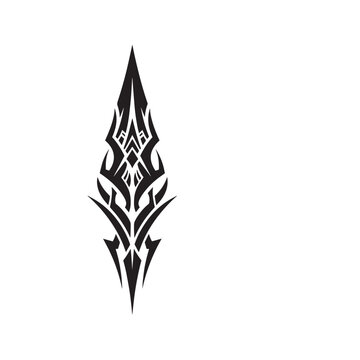 Sharp tribal spearhead design in high-contrast black and white, ideal for logos, tattoos, and cultural branding projects.