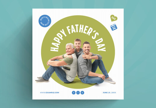 Father's Day Social Media Post Layout with Green and Blue Accents