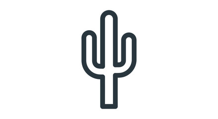 Fototapeta premium saguaro cactus icon minimalist outline of a desert plant in simple line art style with thick dark lines on white background.