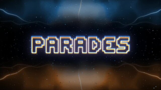Parades Neon text with retro style