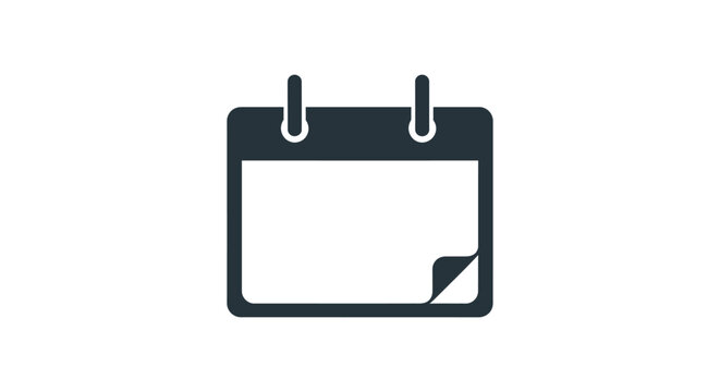 simple calendar icon displaying a curled page symbolizing date schedule event planning and upcoming appointments or reminders.