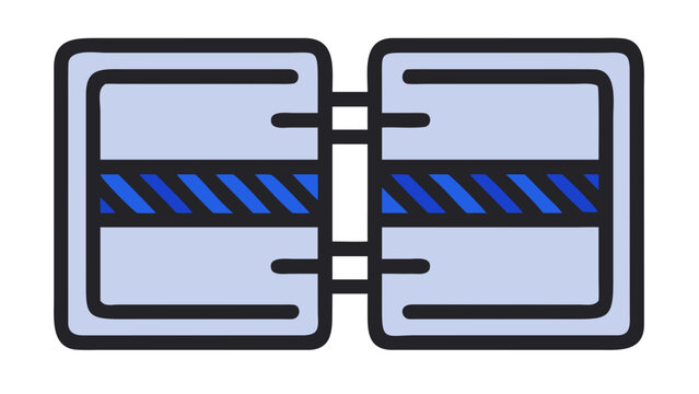 Two Connected Blue Tech Modules with Striped Pattern Vector Illustration