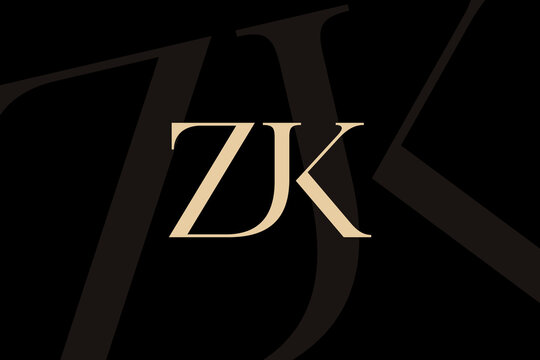 ZK or KZ letter logo icon design. Classic style luxury initials monogram.