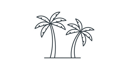 Obraz premium two minimalist palm trees standing on a white background perfect vector icon for summer vacation and tropical beach destination designs