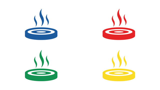 Four stylized steam vents with colorful bases and flame effects