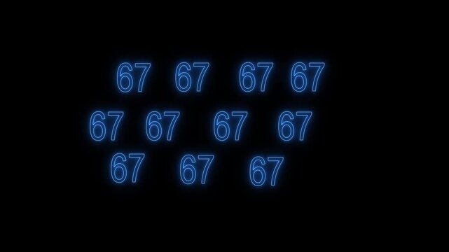 Neon Number 67 Animation.4 K VIDEO .KEYWORDS.neon number animation, glowing number 67, red neon digits, digital number display, modern typography animation, neon text effect,