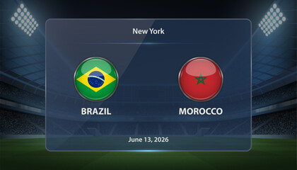 Brazil vs Morocco Soccer Match Scoreboard