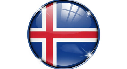 Obraz premium Iceland flag glossy round button icon isolated on transparent background