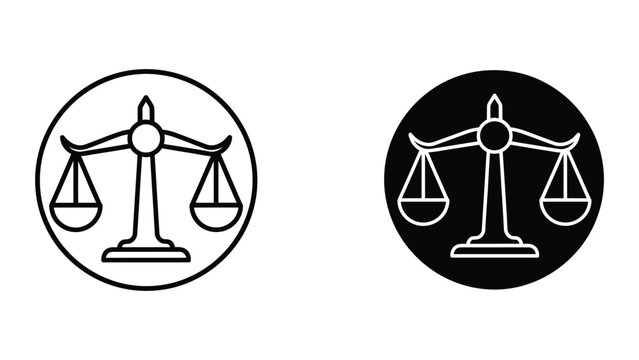 Contrast of traditional and modern justice scales icon designs
