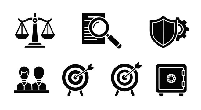 Collection of Business Icons Representing Financial Security and Success