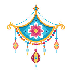Obraz premium Indian Decorative Element With Flower And Beads