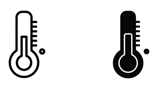 Thermometers displaying contrasting temperature readings in black and white icons
