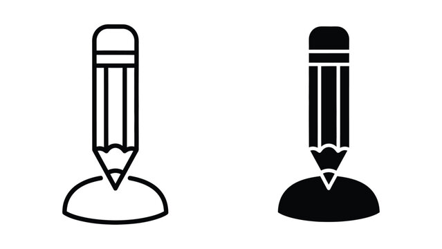Contrast between a white and black pencil with eraser in standing position