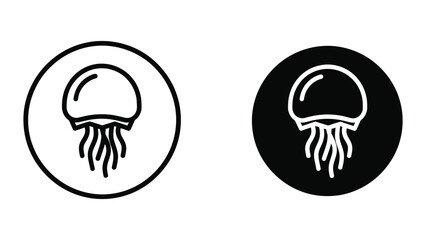 Contrasting jellyfish icons in positive and negative color schemes ©  afiyastock