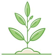 Obraz premium A simple line art icon of a young green plant sprouting from a mound of soil.
