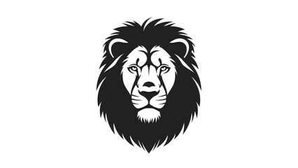 Obraz premium Bold and majestic black and white illustration of a lion's head, showcasing its powerful gaze and impressive mane, symbolizing strength, leadership, and untamed wilderness spirit