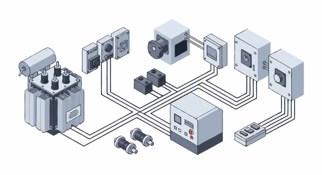 Electrical Power Distribution System Components Diagram.