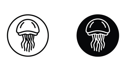 Contrasting jellyfish icons in positive and negative color schemes © JahidulStockk