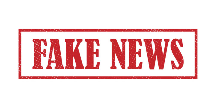 Fake News Red Stamp Label Misinformation Warning Banner Grunge Texture