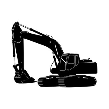 excavator silhouette depicting heavy construction machinery and industrial equipment perfect for engineering vehicle designs and graphic resource illustrations