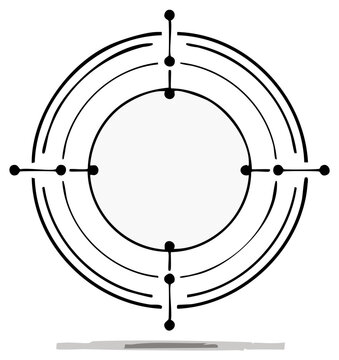 Abstract Target Reticle with Circles and Lines for Focus and Aiming in Black and White