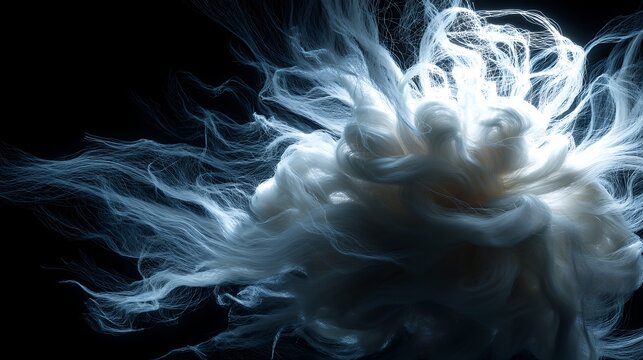 ethereal silk cloudlet against dark backdrop