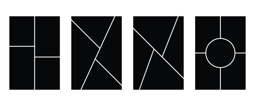 Set of comic 4 frame photo collage layout