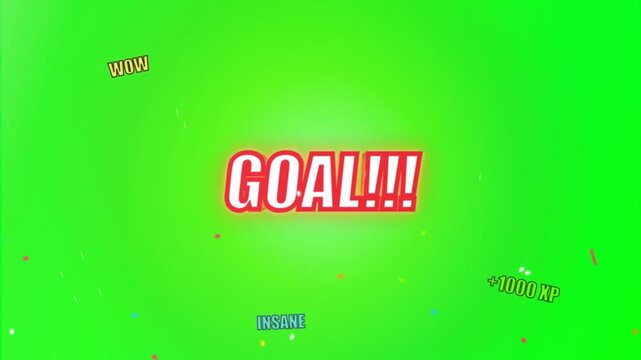 Green Screen Goal Celebration with Confetti and Text Overlays