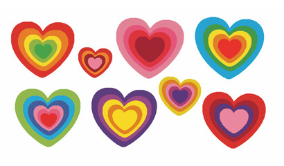 Colorful layered paper cut heart vector illustration set for love and festive greetings © Najmul