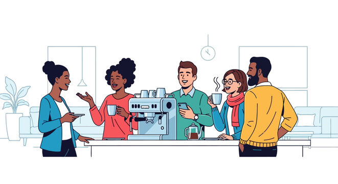 Diverse Colleagues Enjoying Morning Coffee Break