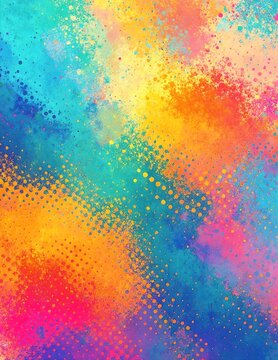 a vibrant abstract background blending vivid blues, pinks, yellows, and greens in soft gradients and swirling, painterly textures