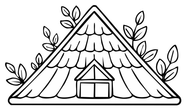 Artistic Outline of a Quaint Gable Roof with Dormer Window and Foliage