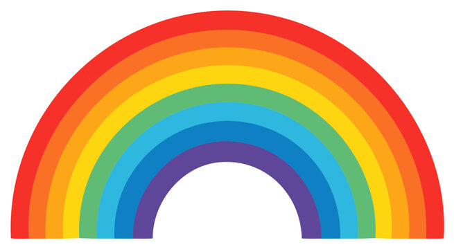 Illustration of a vibrant rainbow arc with bold colors on a white background
