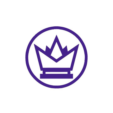 Purple Crown Icon Symbol Logo.