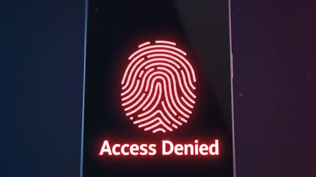 Abstract fingerprint scan security animation denied access futuristic