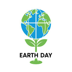 Fototapeta premium Earth day concept with planet growing from a plant