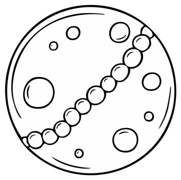 Vector illustration of a round celestial body with craters and a string of pearls