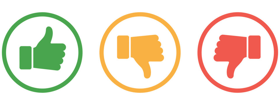 thumbs up, neutral, and thumbs down icons set, like dislike feedback symbols for rating systems, expressing positive neutral and negative opinions, perfect for apps, websites, and user experience