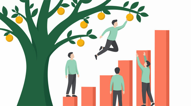Business growth and ambition concept with people climbing for success