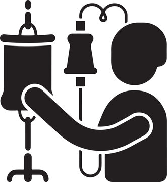 Nurse Managing TPN Nutrition Infusion Silhouette