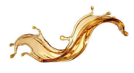 Fototapeta premium Golden liquid splash wave motion isolated on transparent background