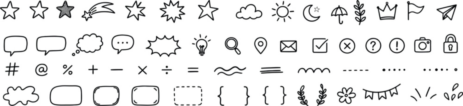 Hand Drawn Doodle Icon Set Collection