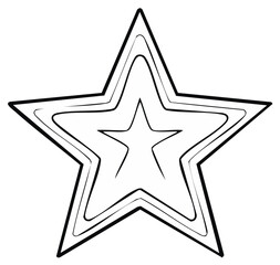 Obraz premium Abstract star shape with concentric outlines in black and white artistic illustration