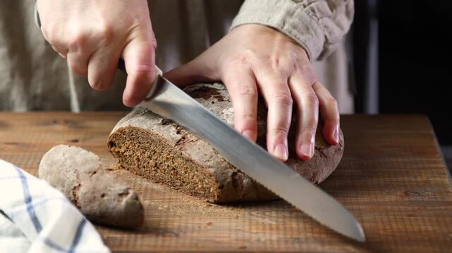 Rye bread on a rustic cutting board